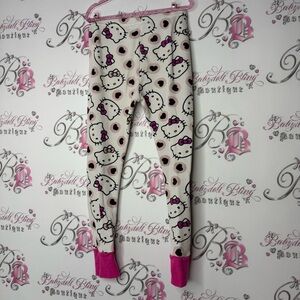 Hello kitty leggings waffle knit thermal cat pants kids cute pink stretchy
